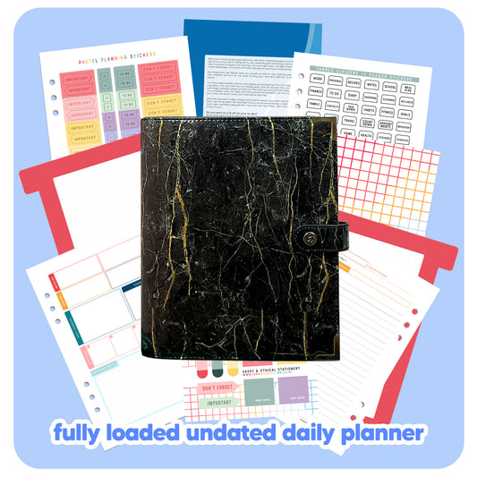 Black Marble Organiser - Undated Daily Diary P3