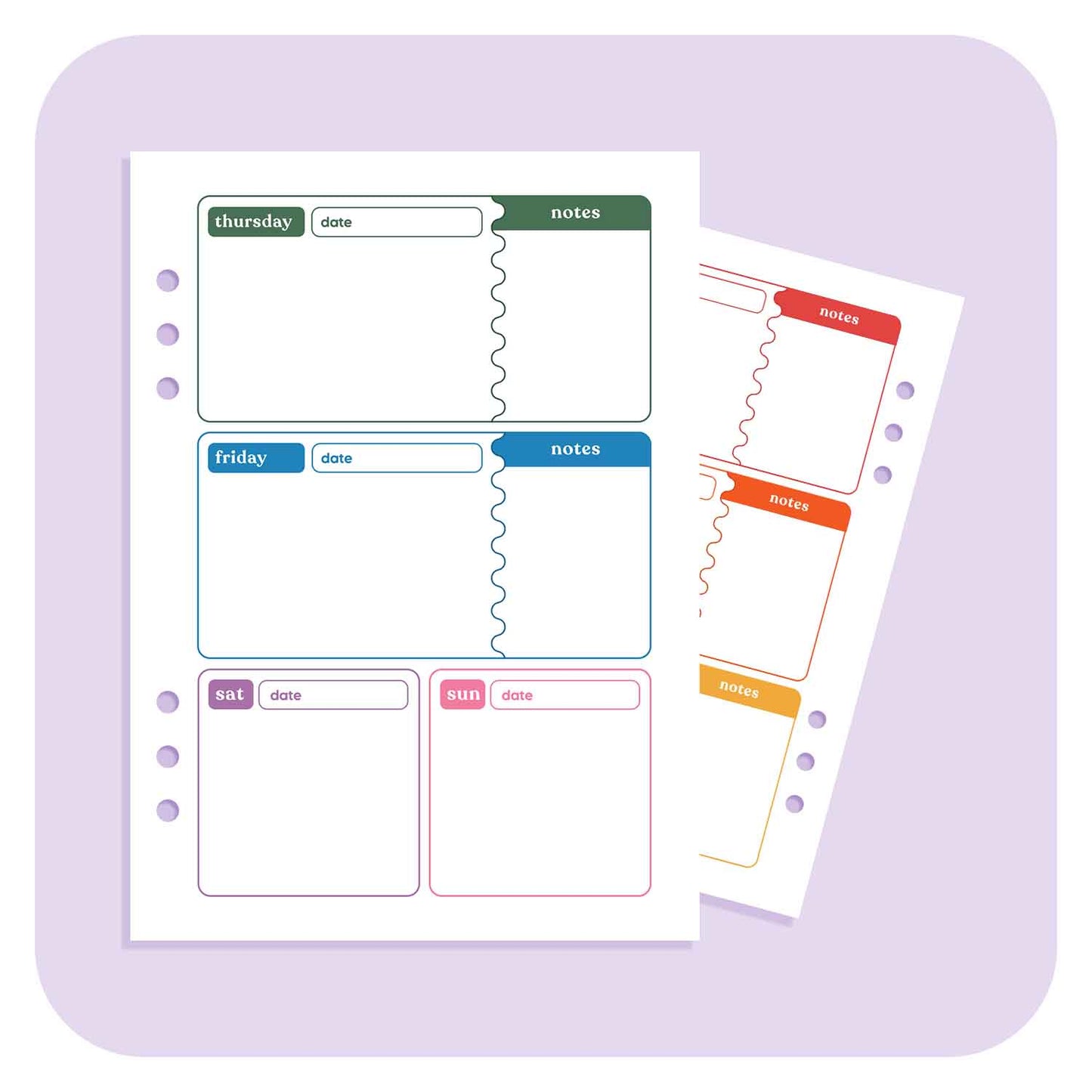 Undated Weekly Planner - A6 Organiser Insert