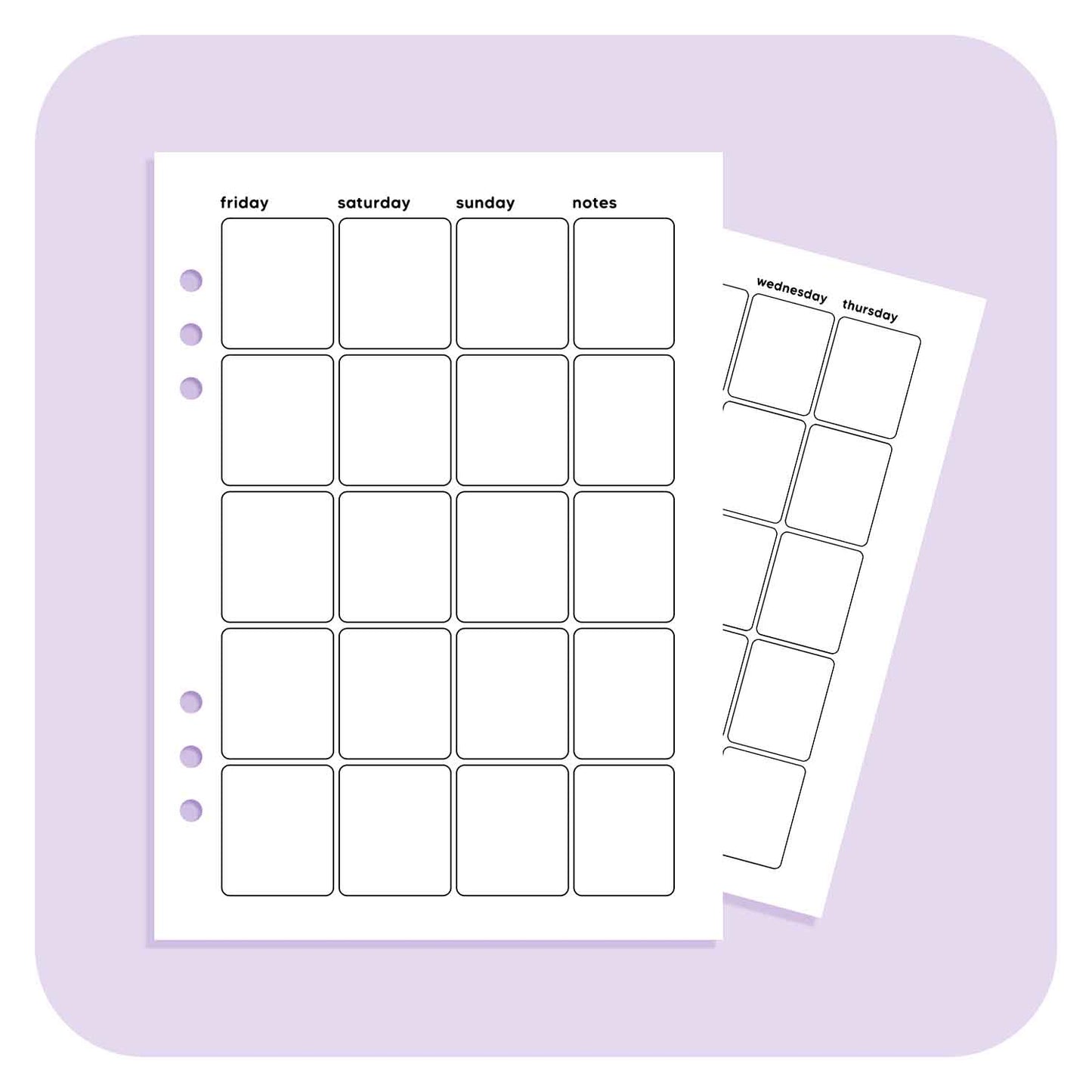 Undated Monthly Overview - A6 Organiser Insert