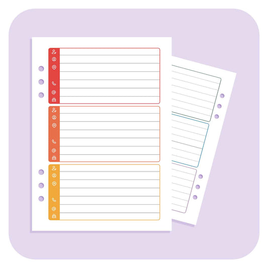 Contacts & Addresses - A6 Organiser Insert