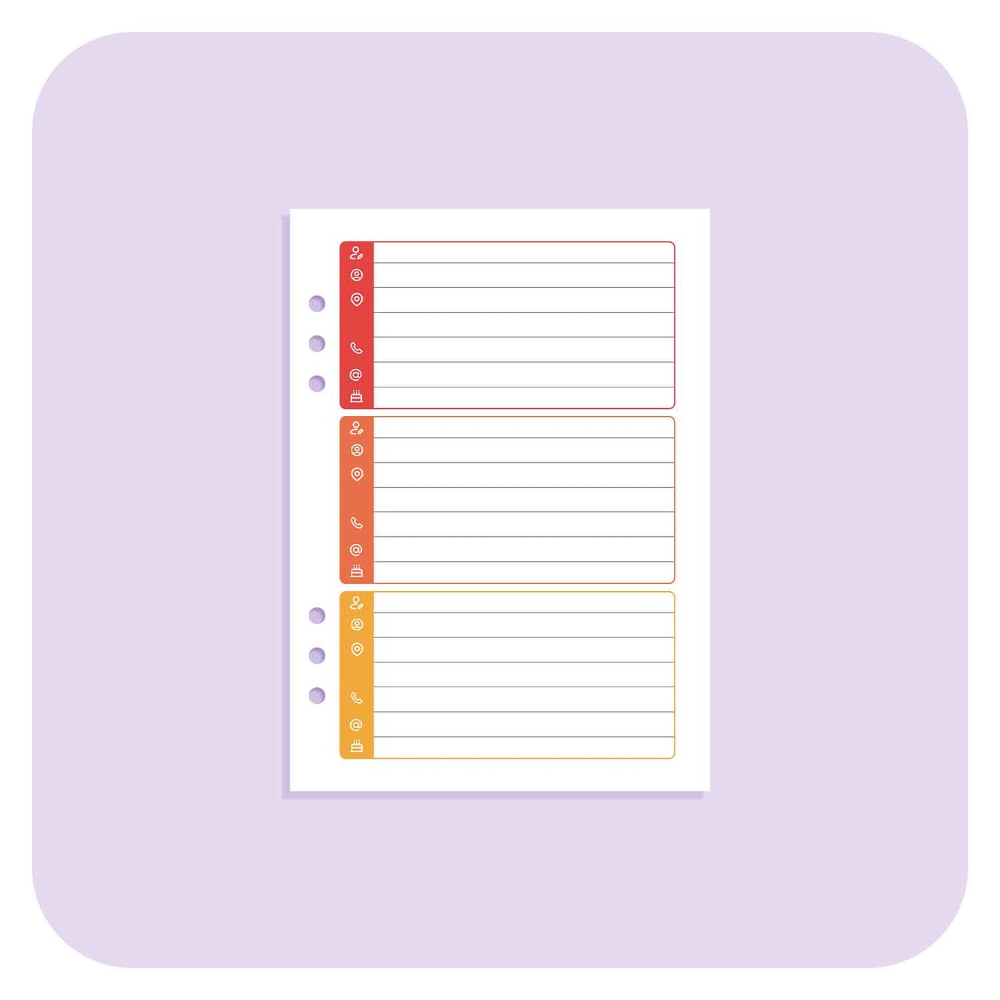 Contacts & Addresses - A6 Organiser Insert