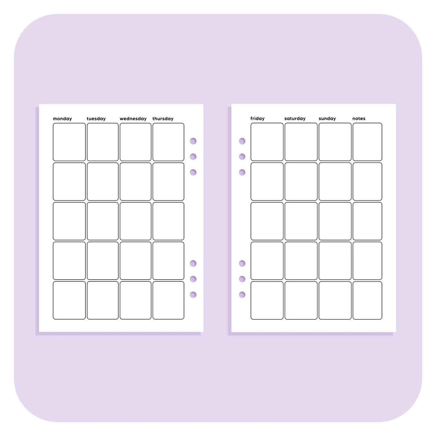 Undated Monthly Overview - A6 Organiser Insert