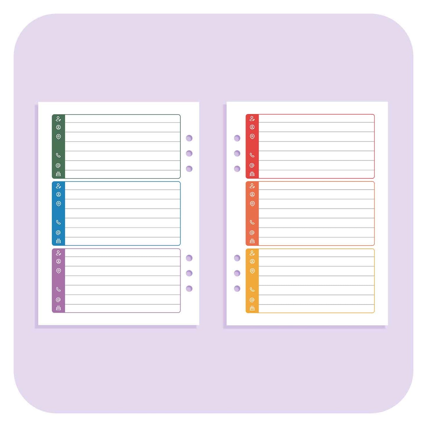 Contacts & Addresses - A6 Organiser Insert