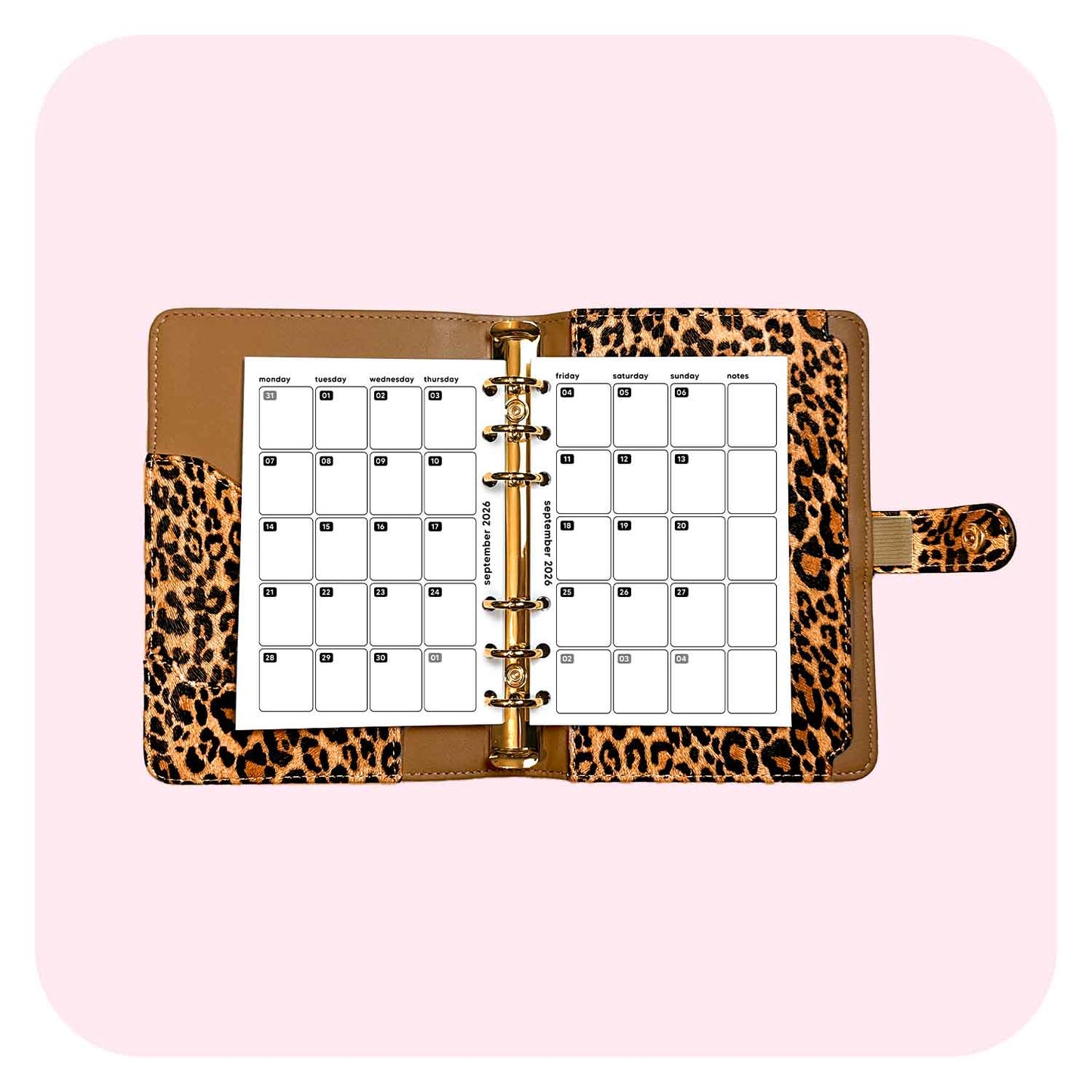 2026 Monthly Overview - A6 Organiser Insert