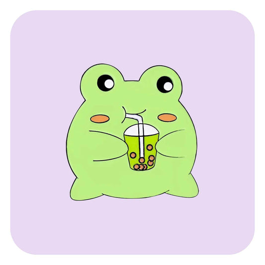 Frog with Bubble Tea Enamel Pin