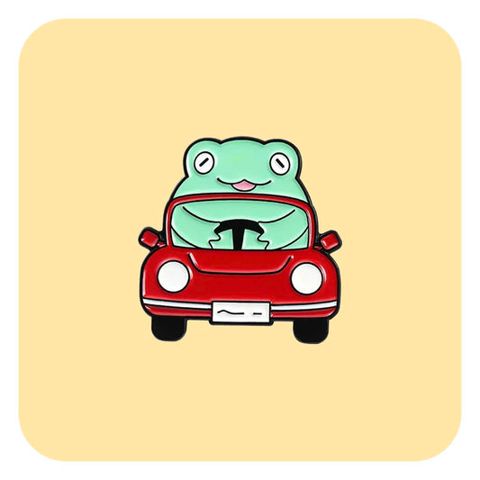 Froggy Driving Enamel Pin