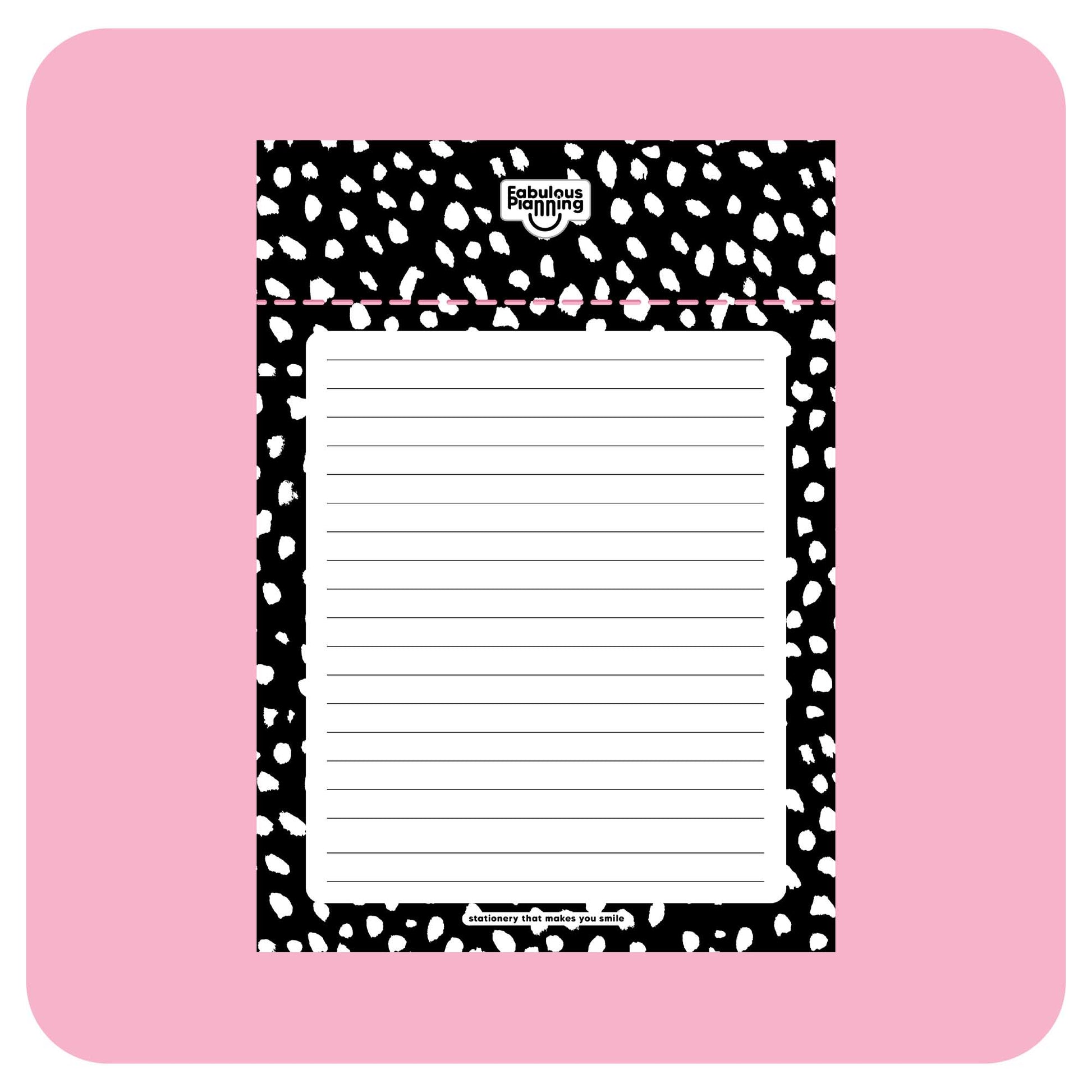 A5 Refill Pad - Dalmatian - Fabulous Planning - A5PAD - DALMAT - LINED - SCREW - MAG