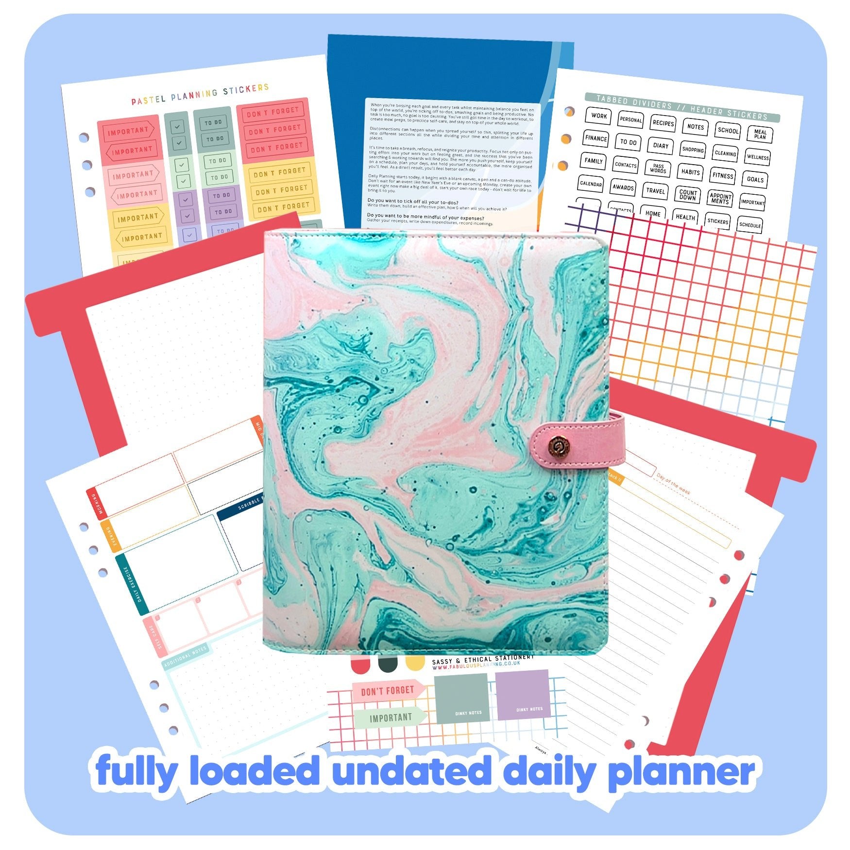 Acid Wash Organiser - Undated Daily Diary P3 - Fabulous Planning - FO - ACIWASH - PD - NMP