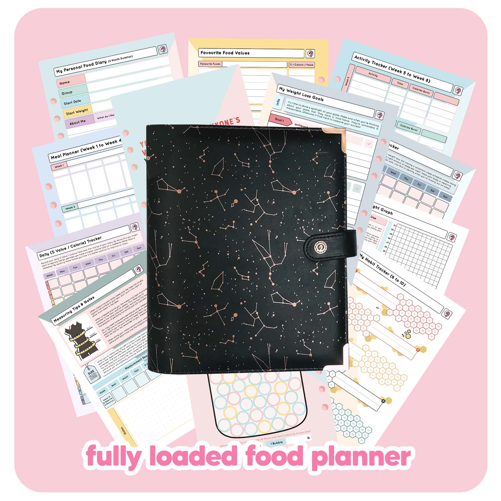 Astronomy - Food Diary Organiser P3 - Fabulous Planning - FO - ASTRO - CAL - NMP