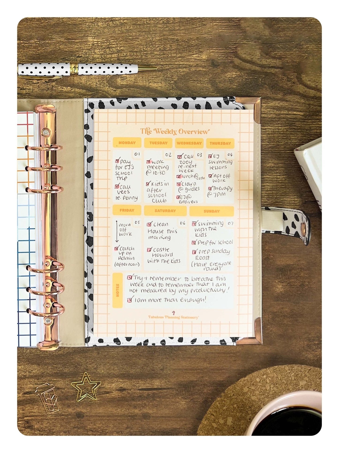 Black Marble - Food Diary Organiser P3 - Fabulous Planning - FO - BLACKM - CAL - NMP