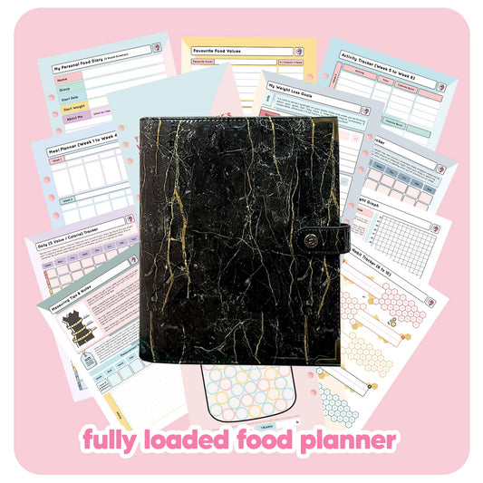 Black Marble - Food Diary Organiser P3 - Fabulous Planning - FO - BLACKM - CAL - NMP