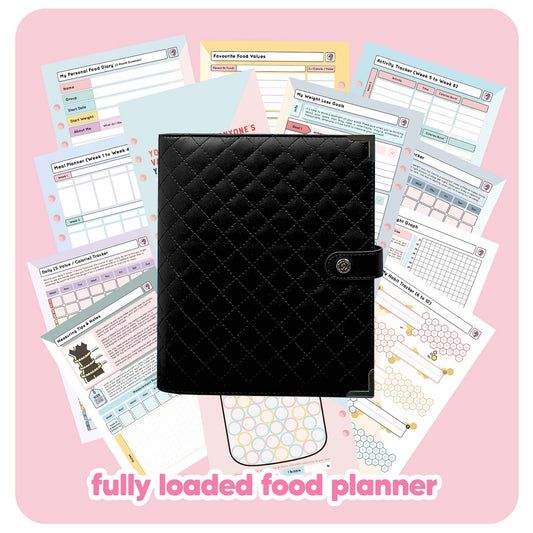 Black Padded - Food Diary Organiser P3 - Fabulous Planning - FO - BLACKP - CAL - NMP