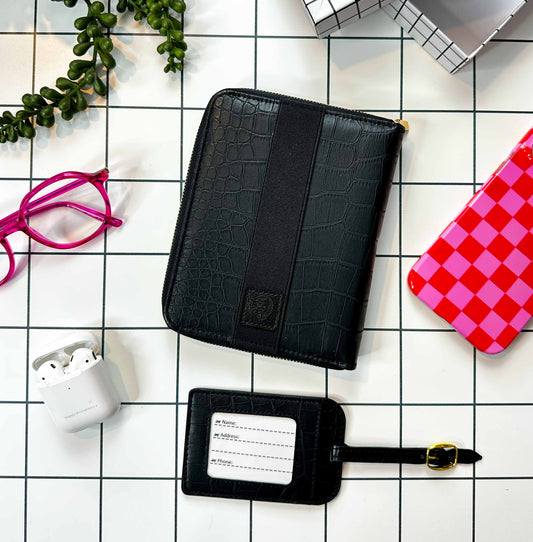 Freebie Black Croc Travel Organiser