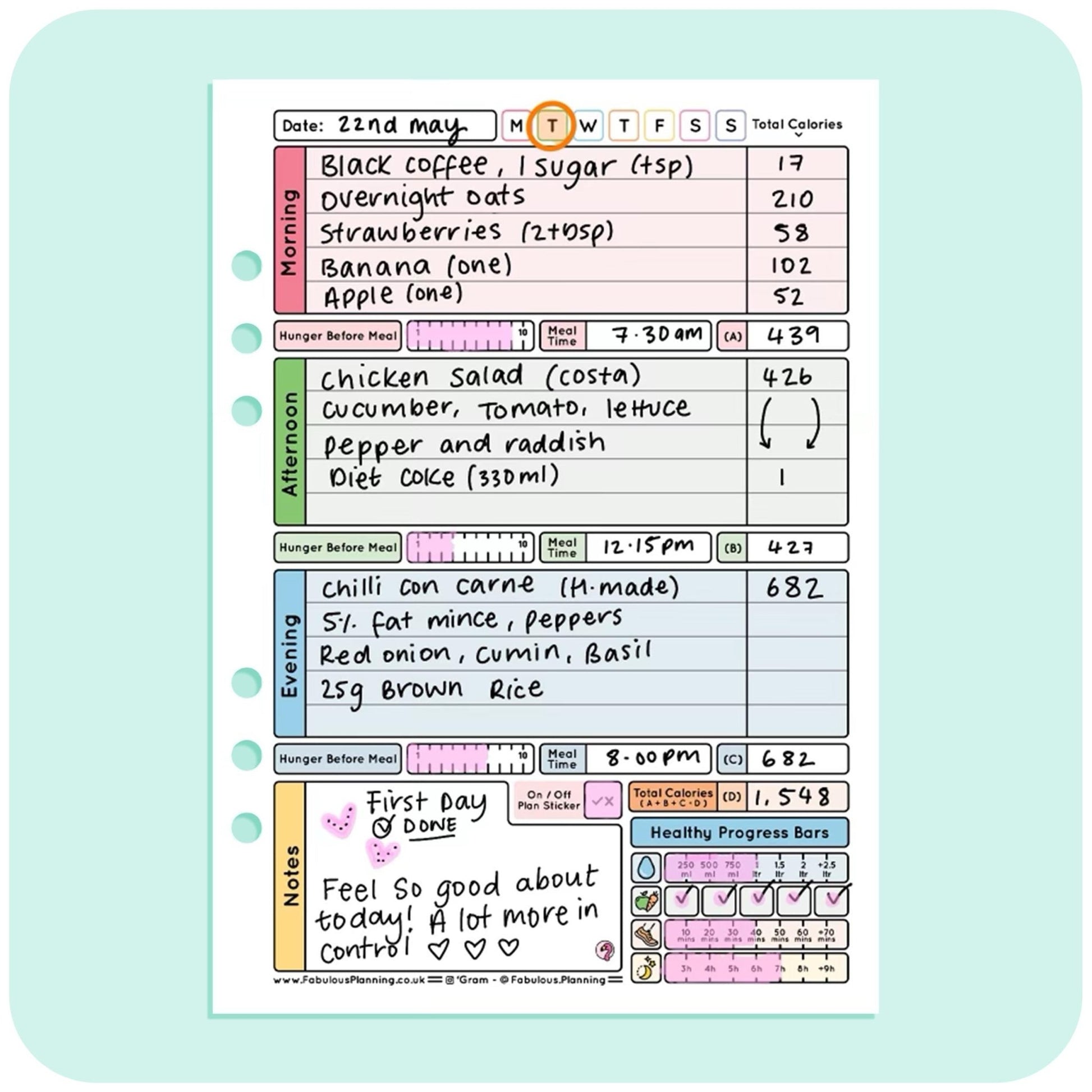 Calorie Counting - Organiser Refill - Fabulous Planning - P4 - CAL - 7WK - REFILL