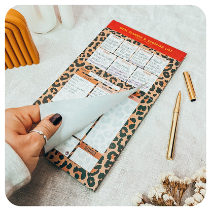 DL Leopard 2 - in - 1 Shopping List / Meal Planner - Fabulous Planning - DL - PAD - 2IN1 - LEOPARD