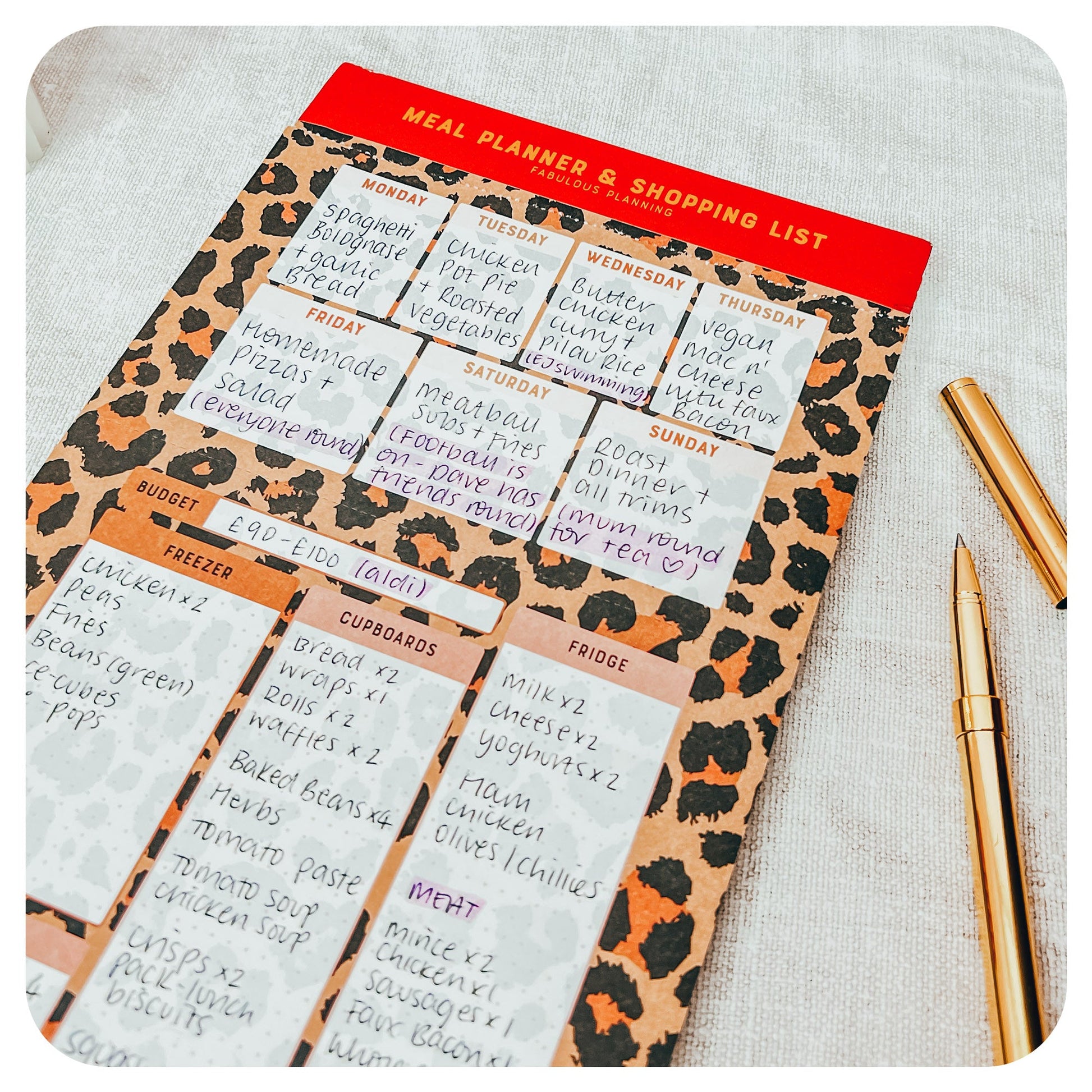 DL Leopard 2 - in - 1 Shopping List / Meal Planner - Fabulous Planning - DL - PAD - 2IN1 - LEOPARD