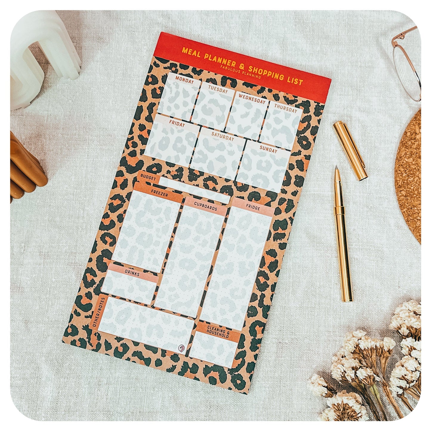 DL Leopard 2 - in - 1 Shopping List / Meal Planner - Fabulous Planning - DL - PAD - 2IN1 - LEOPARD