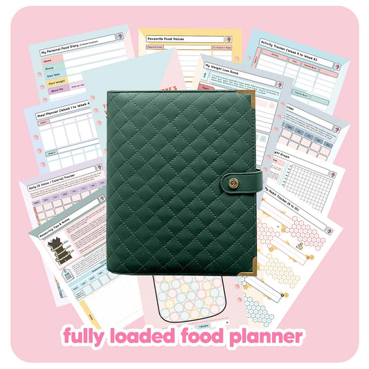 Emerald Padded - Food Diary Organiser P3 - Fabulous Planning - FO - EPAD - CAL - NMP