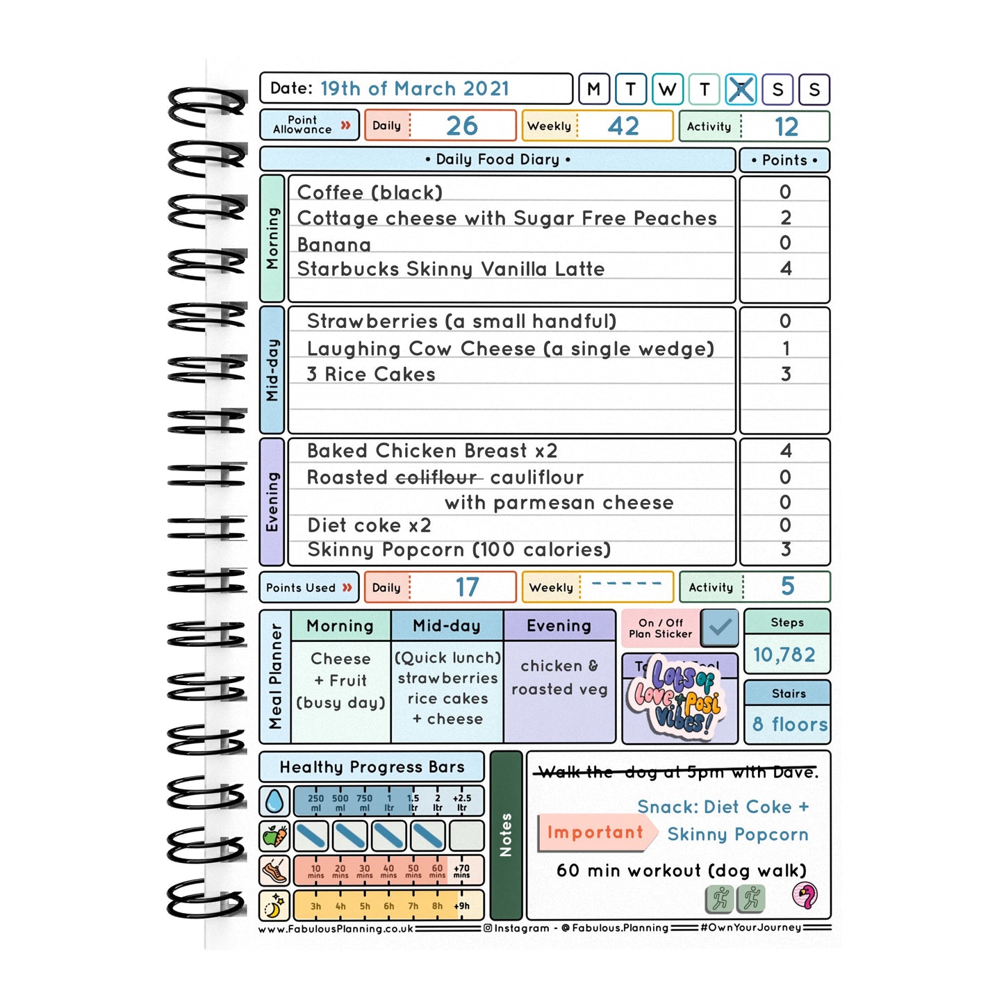 Food Diary - C1 - Weight Watchers Compatible - Fabulous Planning - [W] 3MTH - NWW - C1+