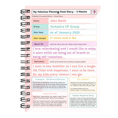 Food Diary - C35 - Calorie Counting - Fabulous Planning - [W] 3MTH - CAL - C35+