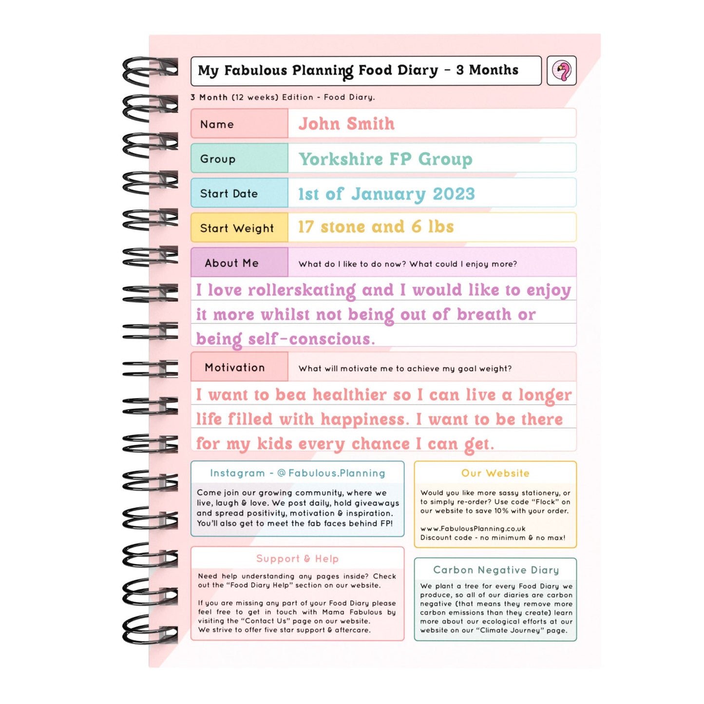 Food Diary - C40 - Calorie Counting - Fabulous Planning - [W] 3MTH - CAL - C40+