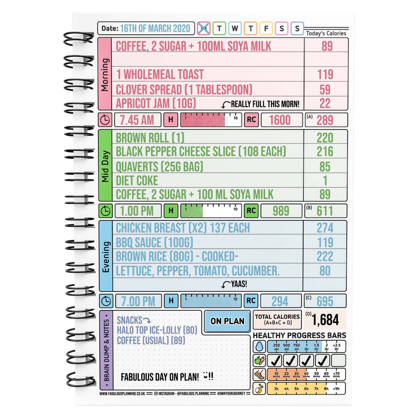 Food Diary - C46 - Calorie Counting - Fabulous Planning - [W] 3MTH - CAL - C46+