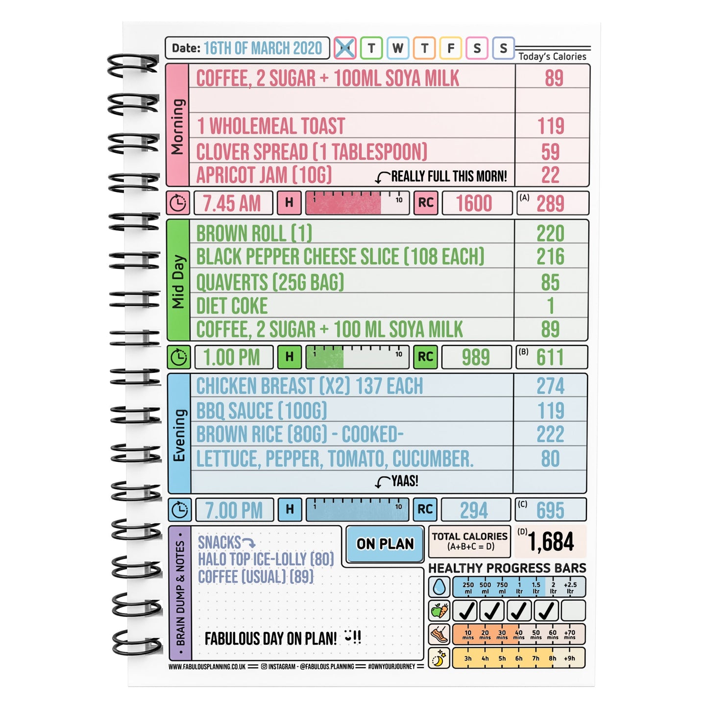 Food Diary - C64 - Calorie Counting - Fabulous Planning - [W] 3MTH - CAL - C64+