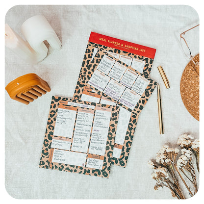 Freebie 2 - in - 1 Shopping List / Meal Planner - Fabulous Planning - DL - PAD - 2IN1 - LEOPARD - FREEBIE