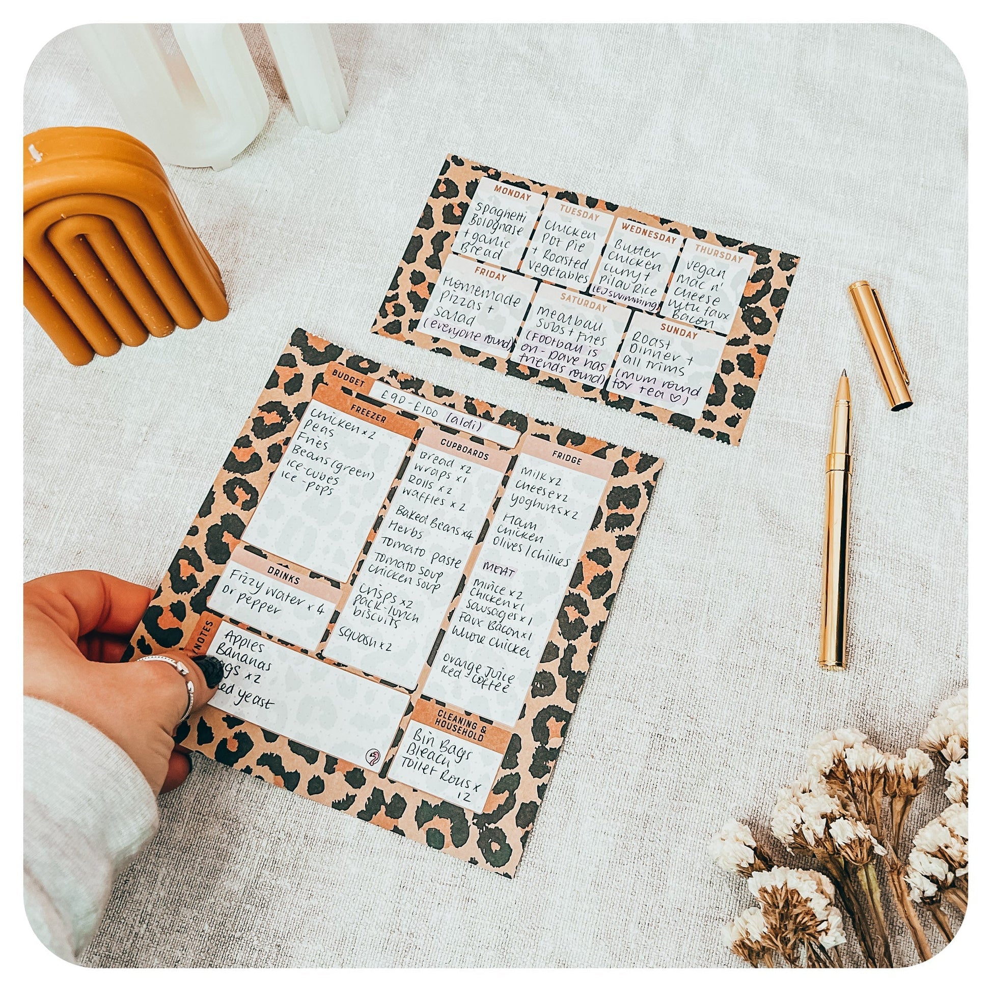 Freebie 2 - in - 1 Shopping List / Meal Planner - Fabulous Planning - DL - PAD - 2IN1 - LEOPARD - FREEBIE