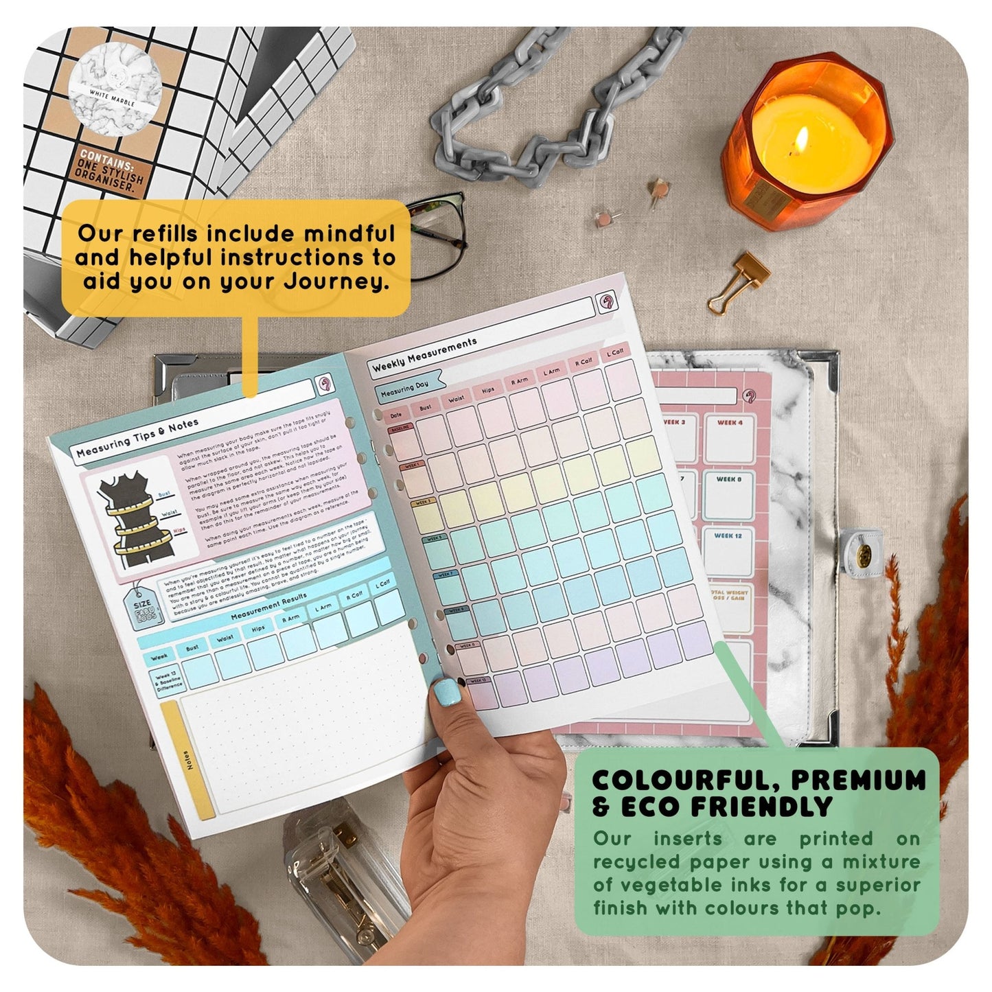 Jade Geometric - Food Diary Organiser P3 - Fabulous Planning - FO - JADEGEO - CAL - NMP