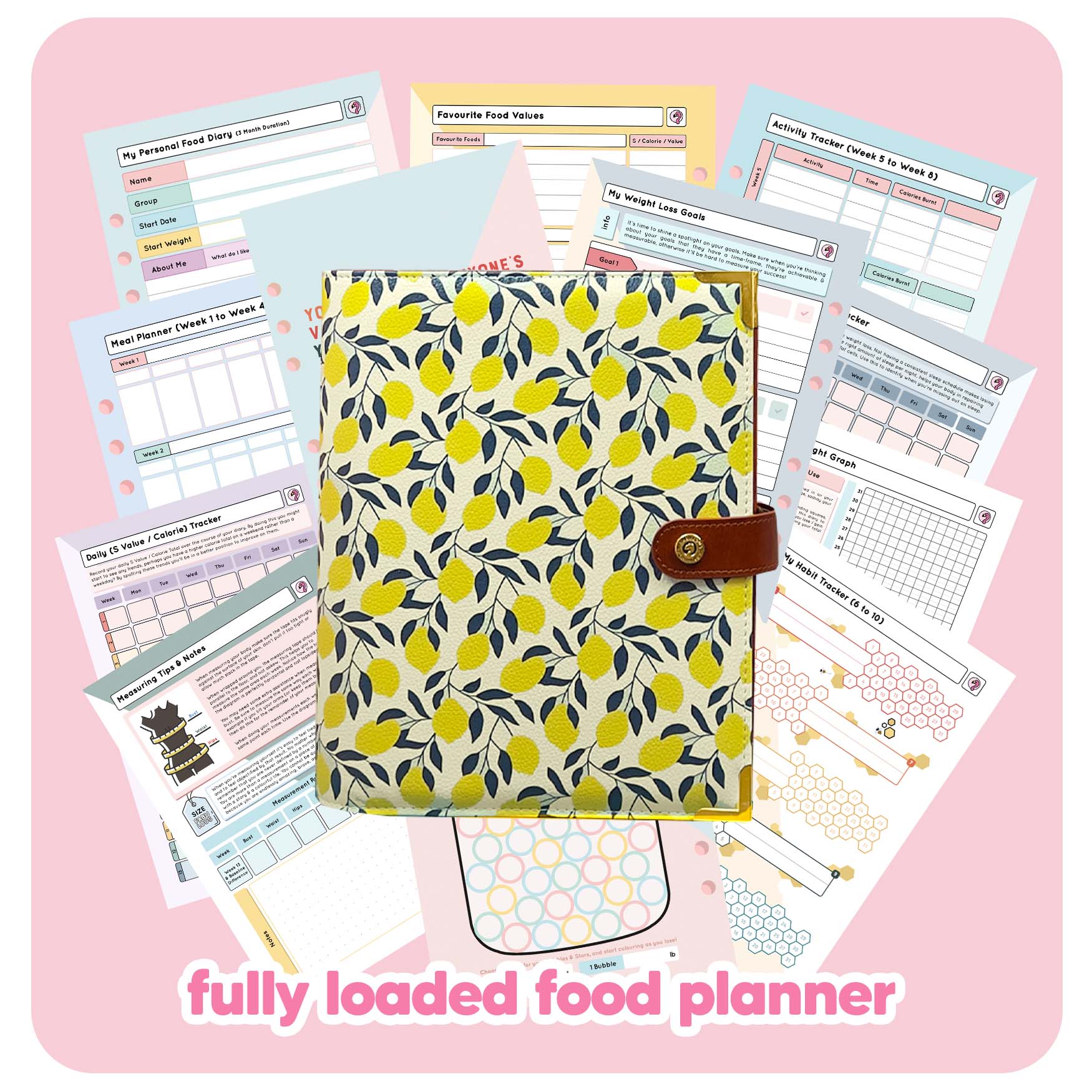 Lemonade - Food Diary Organiser P3 - Fabulous Planning - FO - P3 - LEMON - CAL - NMPP