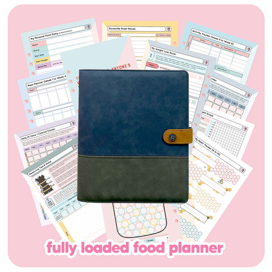 Midnight Blue Suede - Food Diary Organiser P3 - Fabulous Planning - FO - BLUES - CAL - NMP