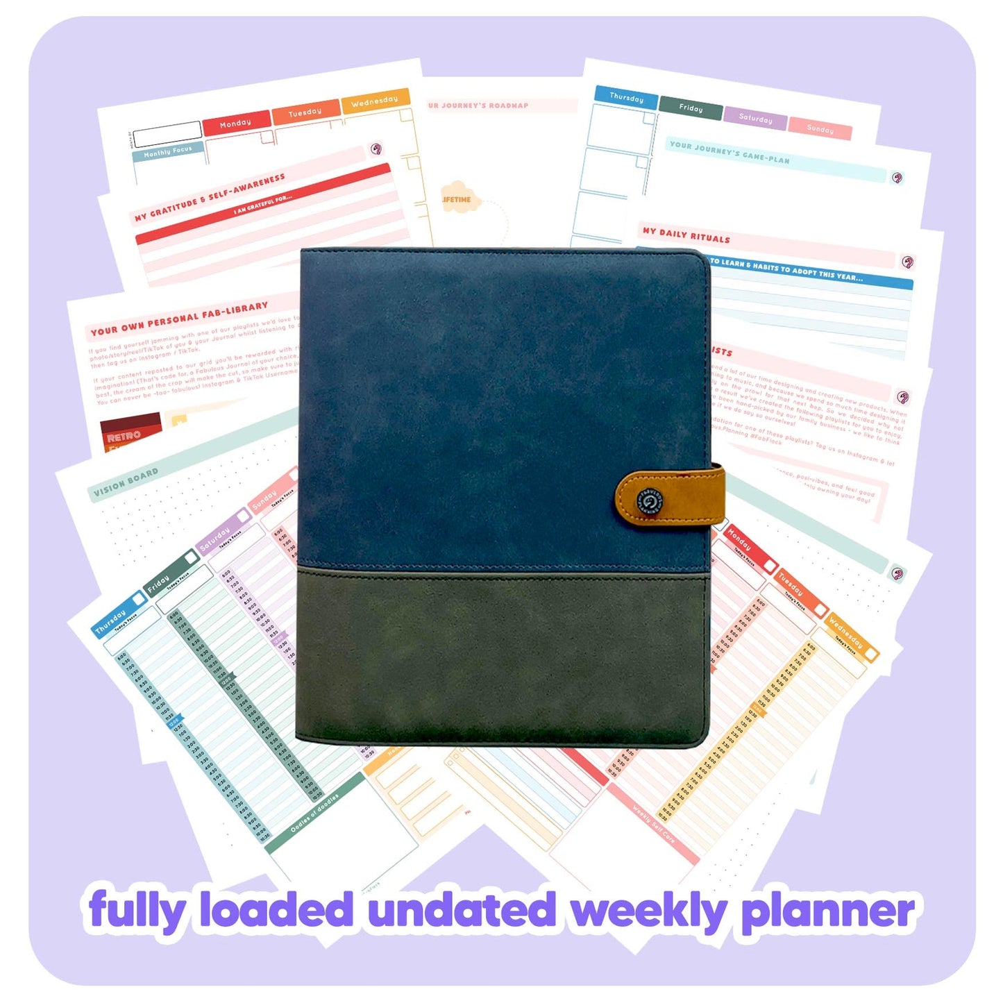 Midnight Blue Suede - Undated Weekly "2024" Organiser - Fabulous Planning - FO - BLUES - UW - NMP