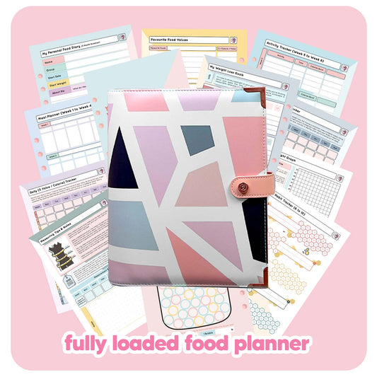 Pink Geometric - Food Diary Organiser P3 - Fabulous Planning - FO - PINKGEO - CAL - NMP