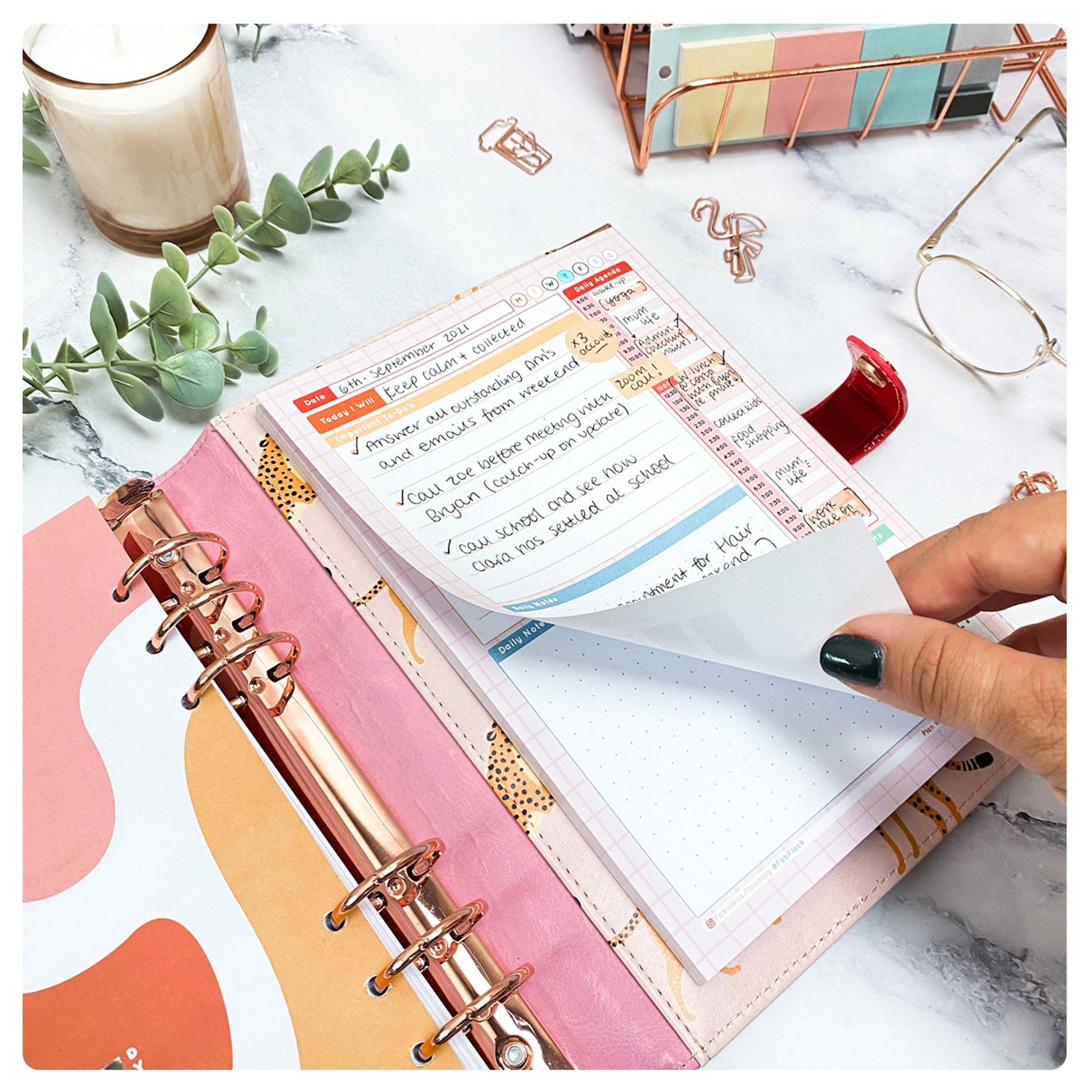 Pink Grid A5 Daily Agenda Pad - Fabulous Planning - PINKGR - DAILYAGENDA - Q1