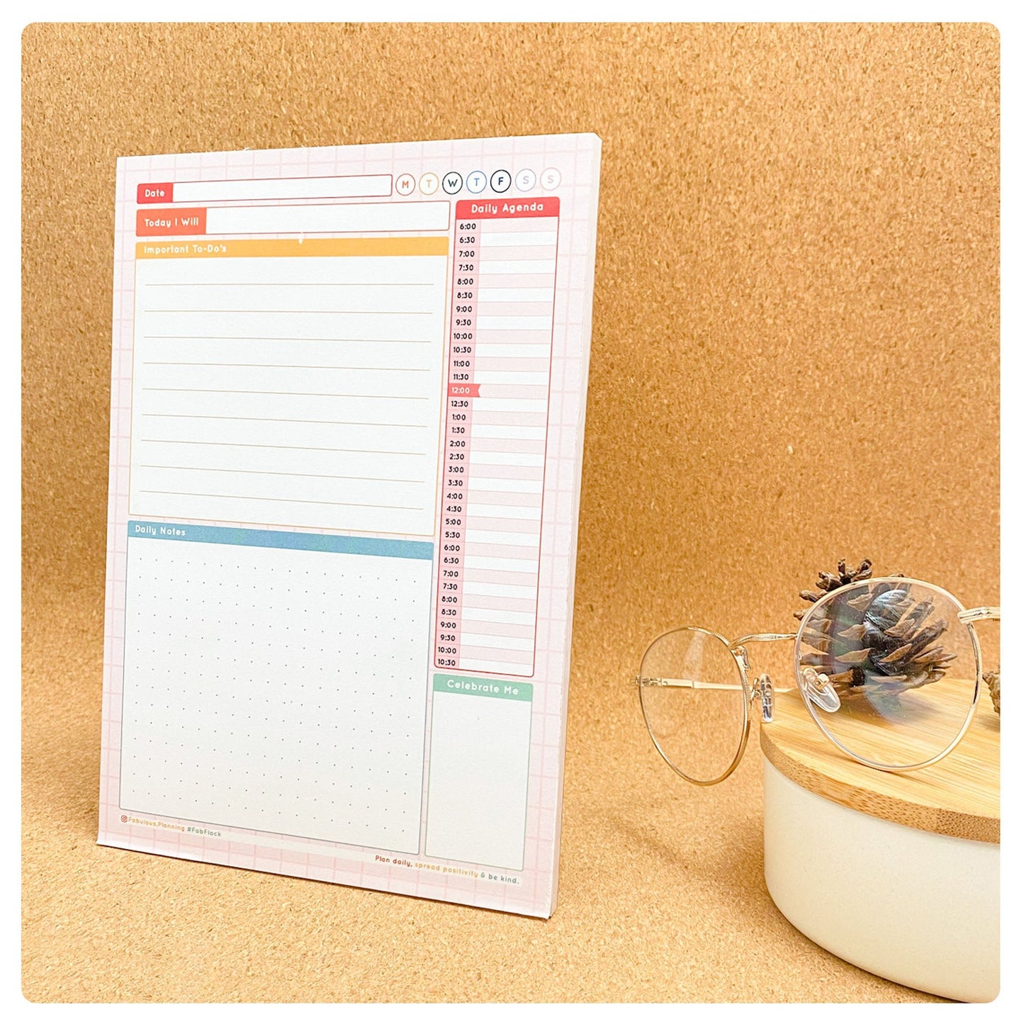 Pink Grid A5 Daily Agenda Pad - Fabulous Planning - PINKGR - DAILYAGENDA - Q1