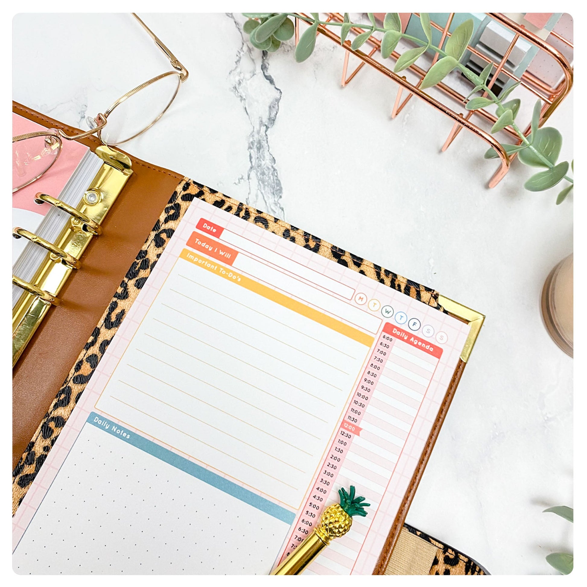 Pink Grid A5 Daily Agenda Pad - Fabulous Planning - PINKGR - DAILYAGENDA - Q1