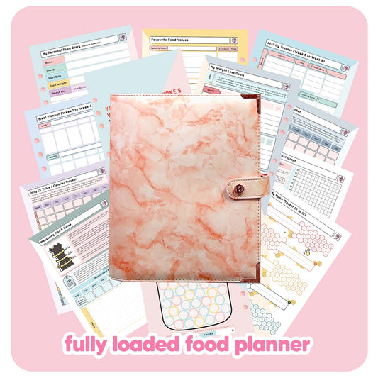 Pink Marble - Food Diary Organiser P3 - Fabulous Planning - FO - PINKM - CAL - NMP