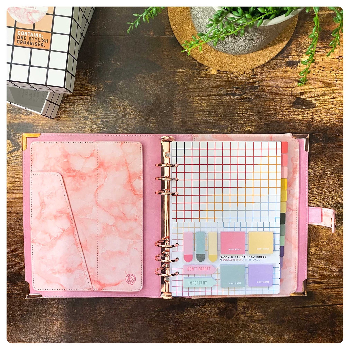 Pink Marble Organiser - Undated Daily Diary P3 - Fabulous Planning - FO - PINKMARBLE - PD - EET