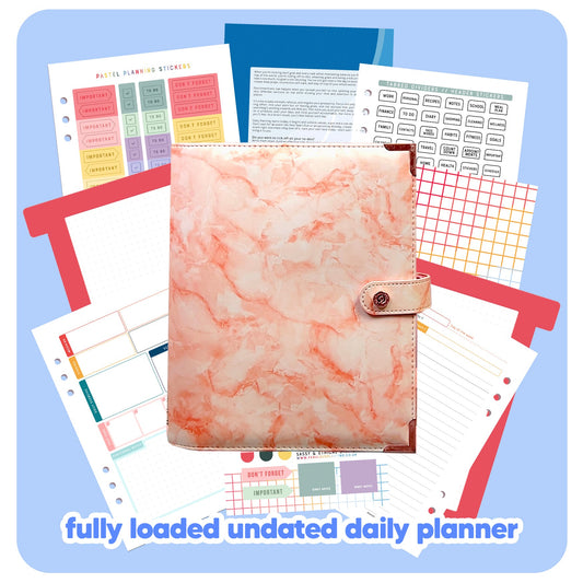 Pink Marble Organiser - Undated Daily Diary P3 - Fabulous Planning - FO - PINKMARBLE - PD - NMP