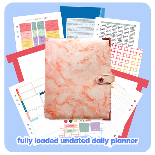 Pink Marble Organiser - Undated Daily Diary P3