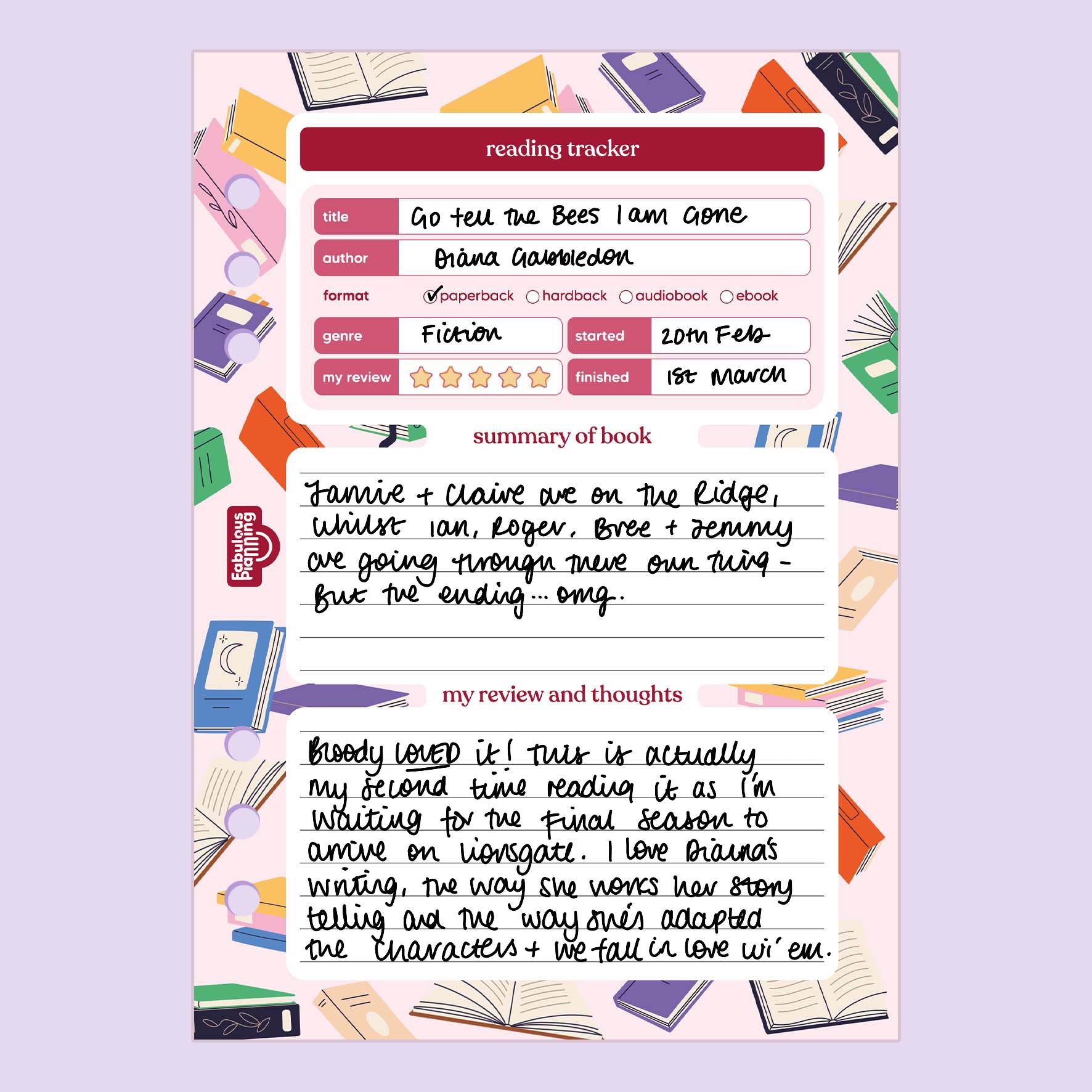 Reading Tracker Insert - Fabulous Planning - P5 - INS - READING - 13S