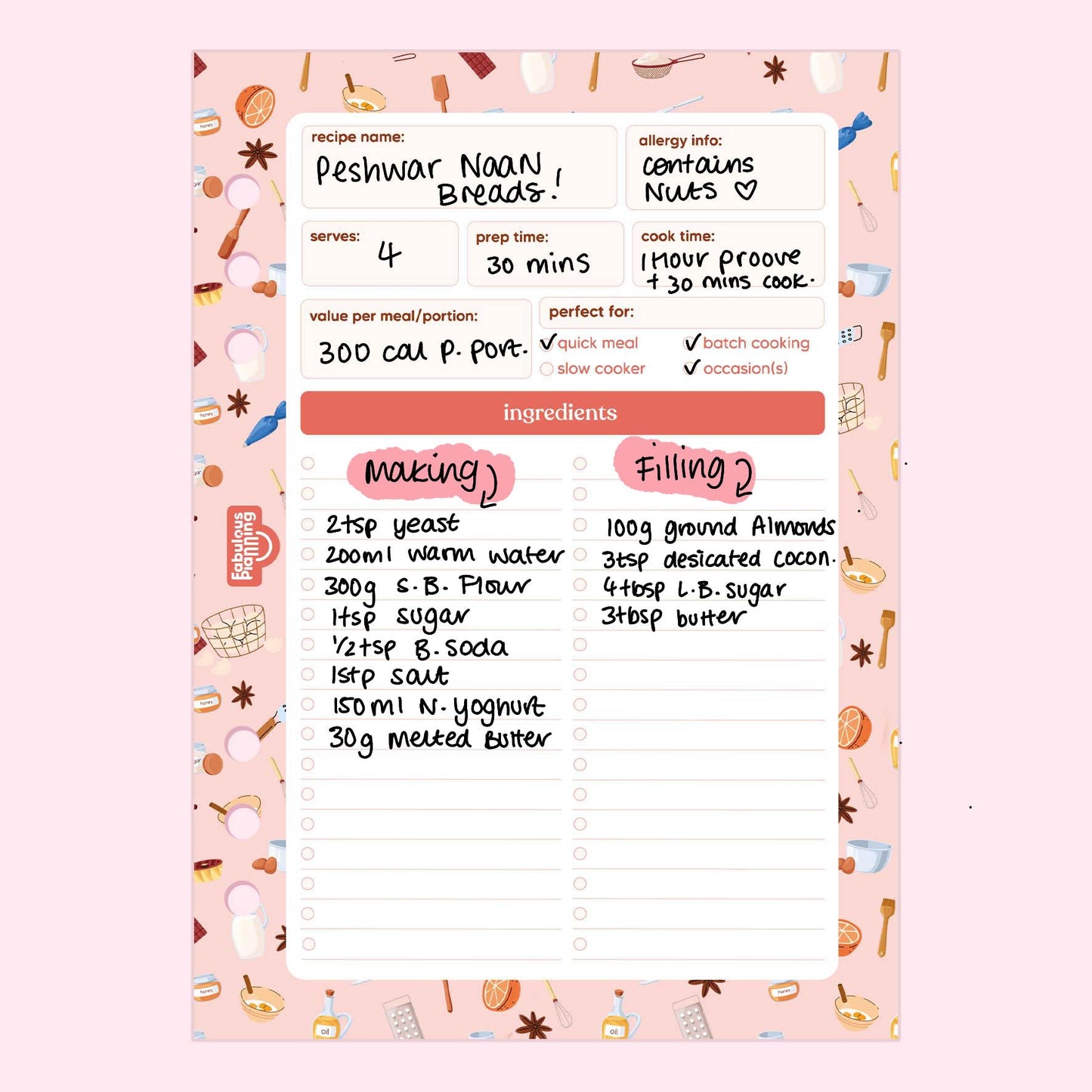 Recipe Insert - Fabulous Planning - P5 - INS - RECIPE - 15S