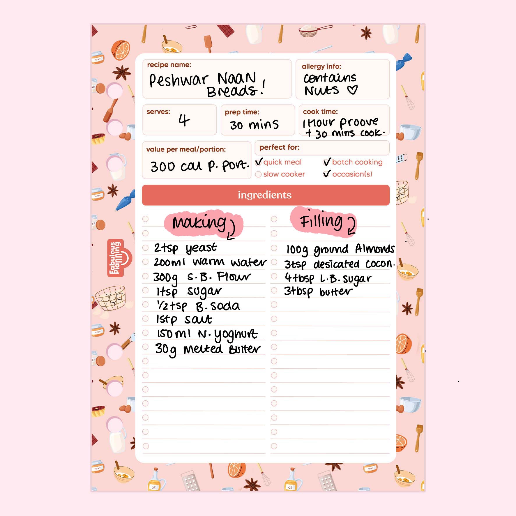 Recipe Insert - Fabulous Planning - P5 - INS - RECIPE - 15S