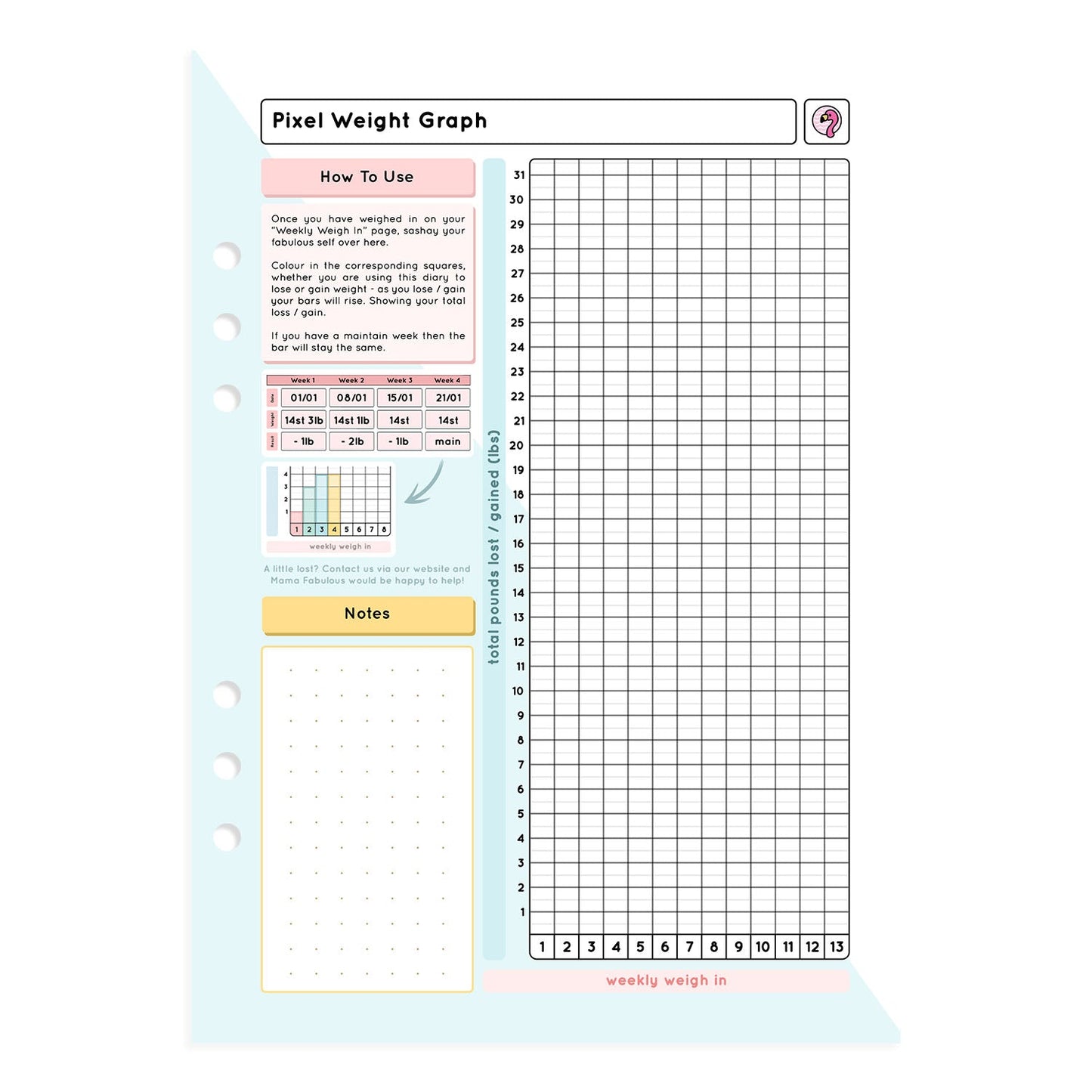 Slimming World - Spacious - Organiser Refill - Fabulous Planning - P4 - SP3 - 7WK - REFILL