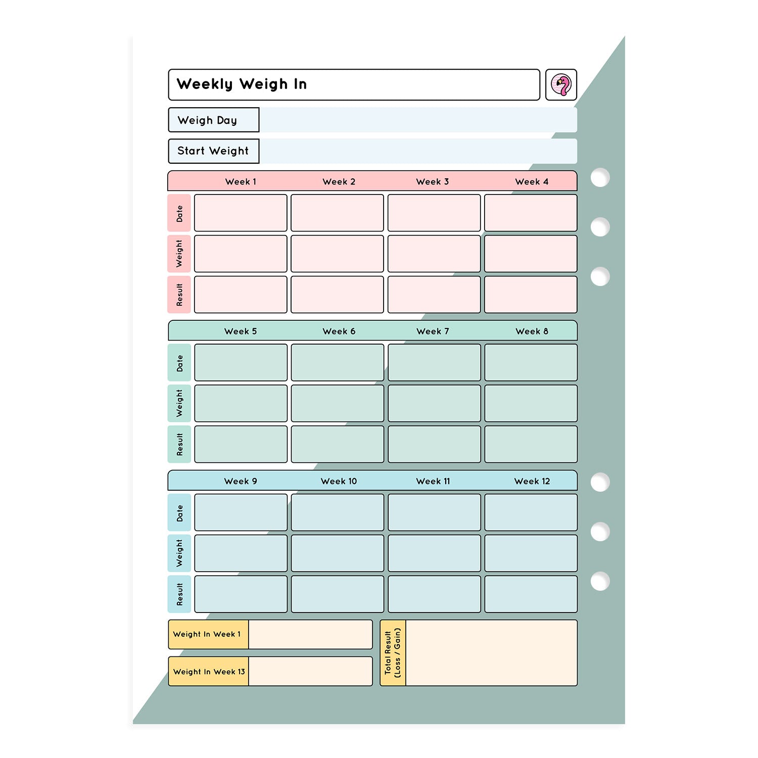 Slimming World - Spacious - Organiser Refill - Fabulous Planning - P4 - SP3 - 7WK - REFILL