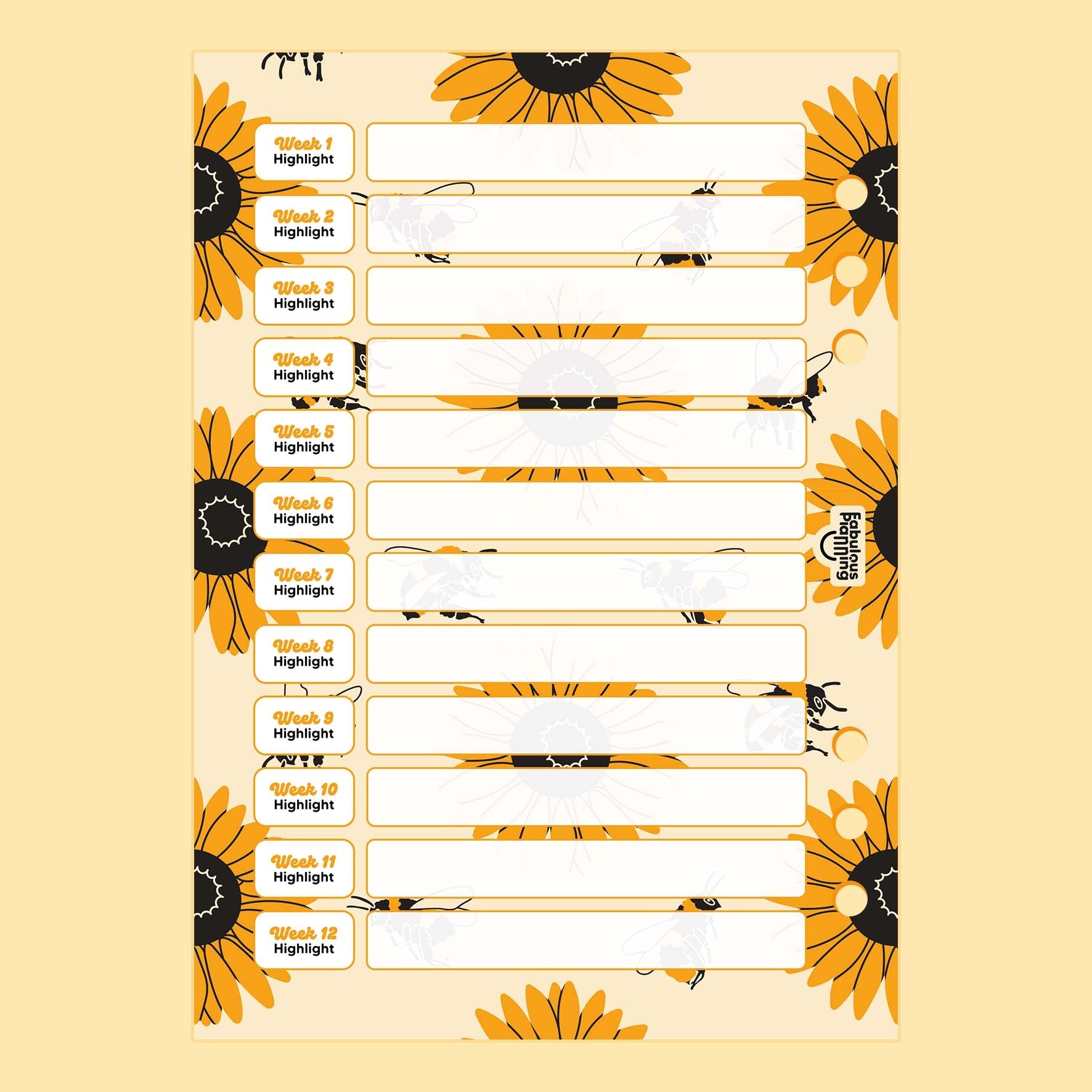 Sunflower 12 Week Countdown Insert - Fabulous Planning - P5 - INS - CNTDWN - SUNBEE - 1S