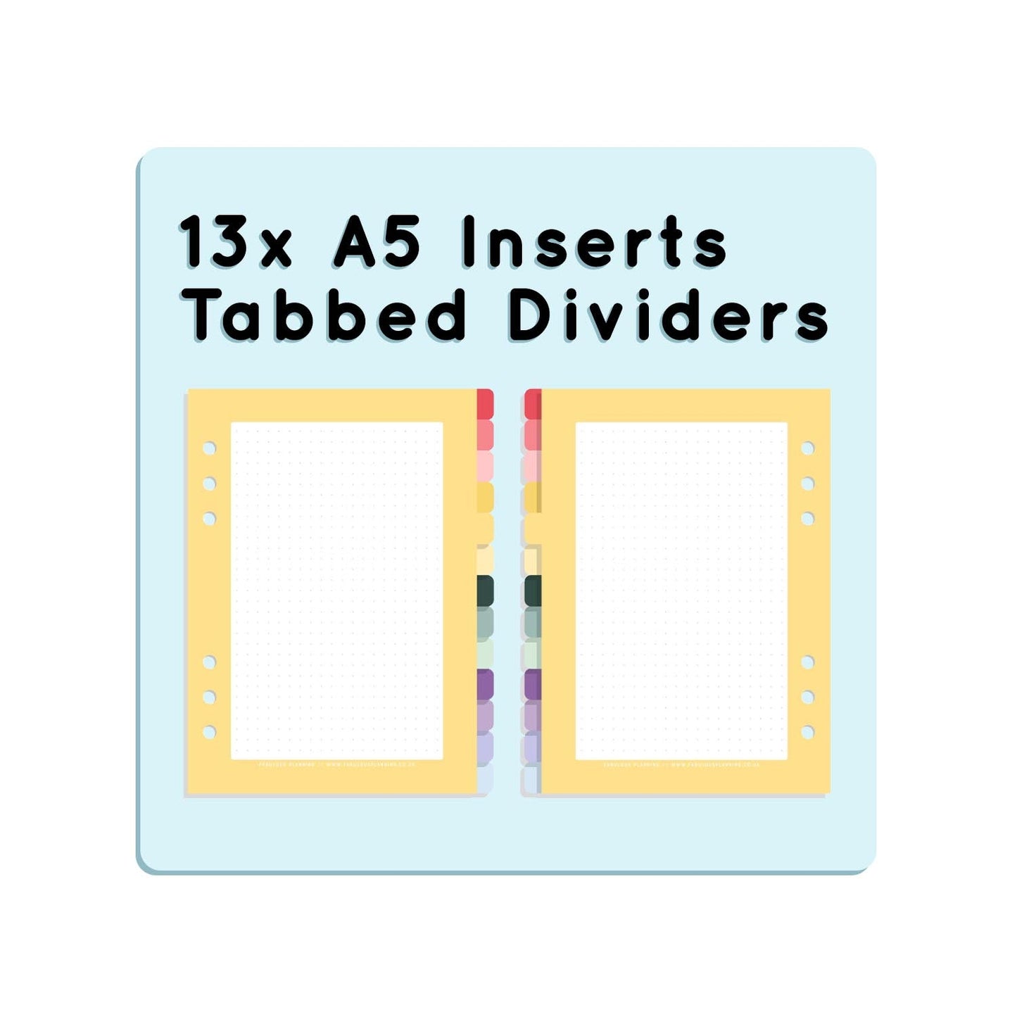 Tabbed Dividers Organiser Inserts - Fabulous Planning - DELUXE - DIVIDERS - PACK