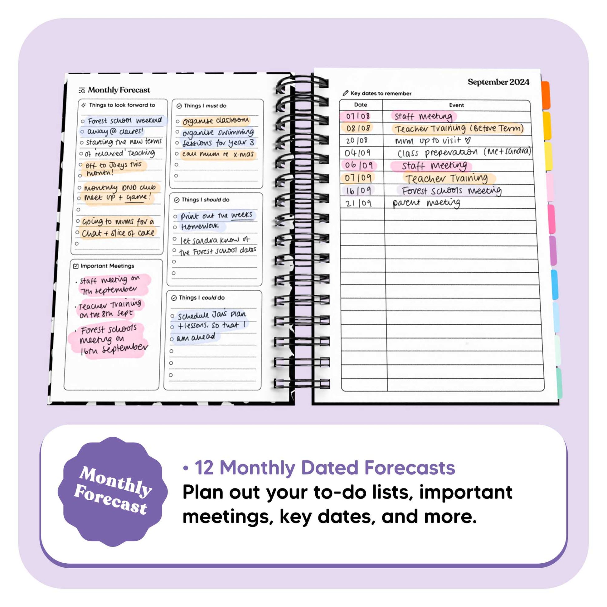 Teacher 2024 to 2025 Journal - Fabulous Planning - SPIRAL - TEACHER - 2024 - 2025